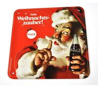 Coca-Cola Coke Babbo Natale Con Bottiglia Motivo 16 X 16 Cm Cartello In Metallo