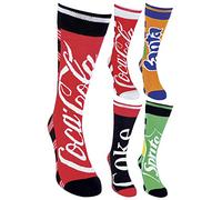 Coca Cola - Confezione da 5 calzini unisex a righe colorate con logo in cotone per uomo e donna, 5 Pacchetto (Cl295), Taglia unica