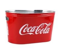 Coca-Cola Contenitore a secchiello per alimenti, birra, bibite, bibite, feste, grande, interamente in metallo, con fori per maniglia, vasca ovale 16 x 10 x 9,5 cm