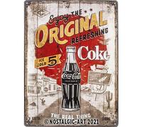 Coca Cola Enjoy The Original Insegna Metallo Incisa Grande 400mm x 300mm