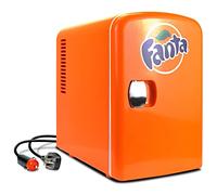Coca Cola Fanta Portable 6 Can Thermoelectric Mini Fridge Cooler/Warmer, 4 L/4.2 Quarts Capacity, 12V DC/110V AC Plugs Included Great for Home, Car, Skincare, Cosmetics, Medication, ETL Listed