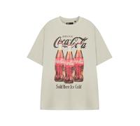Coca-Cola Maglietta Unisex Beige a Maniche Corte Ice Cold | Maglietta con Logo Grafico Classico | Abbigliamento retrò per Bevande analcoliche da Uomo e da Donna