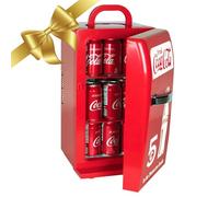 Coca-Cola - Mini frigo retrò da 18 lattine, con cavi DC 12 V e 110 V AC, 22 litri, portatile, da viaggio, per bevande, snack, pranzo, casa
