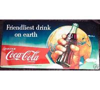 Coca-Cola Nostalgia Cartello In Metallo 25x50cm Decorazione Bar Gastro