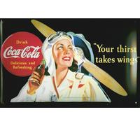 Coca Cola Sete Fanno Ali Goffrato Targa Da Parete IN Acciaio 300mm x 200mm