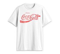 Coca-Cola, T-Shirt da uomo stile anni '80, a maniche corte, bianco, S