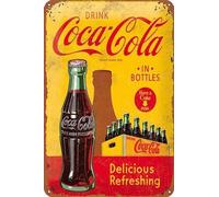 Coca Cola Targa in metallo Deliziosa Rinfrescante Poster Retro Metallo Targa Vintage Tin Sign per Cafe Bar Home Wall Decor 30,5 x 20,3 cm