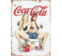 Coca Cola Vintage Wall Pubblicità Retro Targa in Metallo Cucina Drink Pop UK 2 ragazze (taglia A4 (200 x 280 mm)