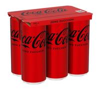 Coca-Cola Zero Zuccheri, Tutto il Gusto della Formula Coca-Cola Senza Calorie, Lattina 100% riciclabile - 6 Lattine da 330 ml
