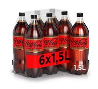 Coca-Cola Zero Zuccheri Zero Caffeina - 6 Bottiglie da 1.5 L, Tutto il Gusto Coca-Cola Senza Calorie e Senza Caffeina, in bottiglia PET 100% Riciclabile, Bevanda Analcolica con Edulcoranti