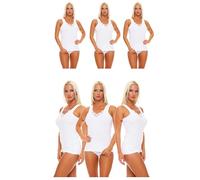 Cocain underwear 2 | 4 | 6 | 10 canottiere da donna a isola piena bianco 100% cotone super pettinato Öko Tex Standard 100 - resistente alla cottura - adatto all'asciugatrice - taglie da 36/38 a 60/62,