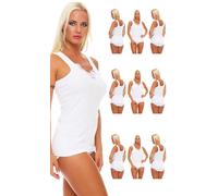 Cocain underwear 2 | 4 | 6 | 10 canottiere da donna a isola piena bianco 100% cotone super pettinato Öko Tex Standard 100 - resistente alla cottura - adatto all'asciugatrice - taglie da 36/38 a 60/62,
