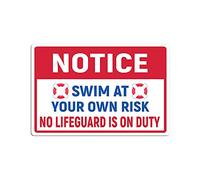 COCAINK Cartello stradale in metallo con scritta "Swim at Your Own Risk No Lifeguard is On Duty Cartello stradale Cartello di avvertimento Cartello di avvertimento divertente semplice decorazione da