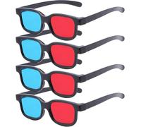 Cocar Occhiali 3D rosso-blu - Occhiali 3D per film, giochi e immagini in formato rosso-blu, compatibili con monitor PC, televisori e proiettori, occhiali home theater, 4 pezzi