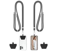 COCASES 2 Pezzi Cordino per Telefono,Regolabile Cordino Tracolla Universale Catena per Cellulare Compatibile con iPhone/Samsung/Huawei (Nero)