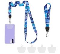 COCASES 2 Pezzi Universale Catena per Cellulare, Staccabile Cordino per Telefono Compatibile con iPhone/Samsung/Huawei(1 Colletto + 1 Cinturino da Polso,onda)