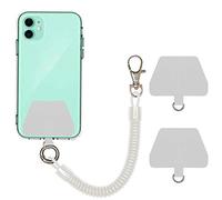 COCASES Catena per Cellulare Cavo a Spirale flessibile, Portachiavi con Cordino universale compatibile con iPhone/Samsung/Huawei (2 inserti, Trasparente)
