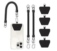 COCASES Cordino per telefono, cinghia da polso elastica antifurto universale con toppa, compatibile con la maggior parte degli smartphone (nero*2)