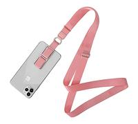 COCASES Cordino per Teléfono, Supporto per cinturino per cellulare strisce per smartphone con funzione di supporto da indossare intorno al collo(Rosa)