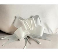 Coccarda Fiocco Grande Bianca per Matrimoni, Anniversari, Comunione, Battesimo e Ricorrenze. Confezione da 30pz (Bianco, 45MM)