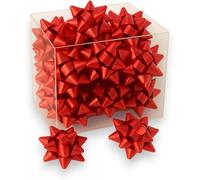Coccarde decorative regalo in box - Set da 25 o 50 pezzi - Dimensioni 8x8 cm e 5x5 cm - Disponibili in rosso e oro - Ideali per pacchi regalo, Natale e decorazioni (Rosso, 4x4 cm - Box 70 Pezzi)