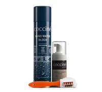 Cocciné - Set Cura Scarpe 3 in 1, Spray Impermeabilizzante, Detergente Suede con Spazzola, Trattamento per Camoscio Nabuk e Pelle Scamosciata, Mousse Detergente Profonda