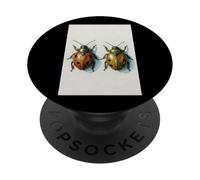 Coccinella Coppia pittura ad acquerello insetto arte insetto natura PopSockets PopGrip Adesivo
