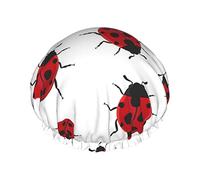 coccinella Cuffia da doccia stampata Cuffia da bagno Cuffia da doccia impermeabile Si adatta a tutte le dimensioni della testa Tutte le trame dei capelli per le donne Cuffia da bagno per capelli