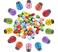 Coccinelle Adesivo, 100 pezzi Mini Coccinelle Legno Piccole Coccinelle per l'artigianato fai da te Scrapbooking Party Wedding Decorazione (9 * 12 mm)