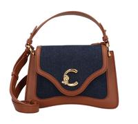 Coccinelle C-Me Denim Handbag Grainy Leather Blue Denim/Cognac
