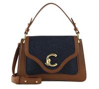 Coccinelle C-Me Denim Handbag Grainy Leather Blue Denim/Cognac