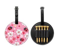 Coccinelle Daisy Golf Tee Holder Flower Bird in pelle Golf Tee Organizer Bag per donne uomini resistente all'acqua ottimo regalo per gli amanti del golf