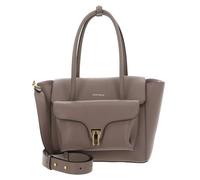 Coccinelle Double Beat Grained Leather Handbag Warm Taupe