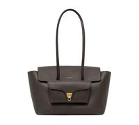 Coccinelle Pelle borsa shopper borsa a tracolla Double Beat Grained Leather Handbag Fango verde scuro