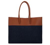 Coccinelle Myrtha Denim Handbag Blue Denim/Cognac