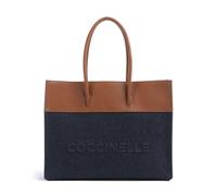 Coccinelle Myrtha Denim Borsa shopper blu,marrone, cotone, donna
