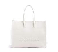 Coccinelle Myrtha Maxi Logo Borsa shopper bianco, pelle di vacchetta grana, donna