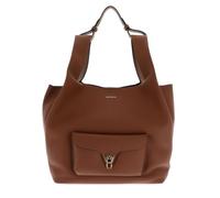 COCCINELLE Double Grainy Leather Handbag M Cognac / Noir