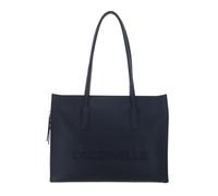 Coccinelle Pelle borsa shopper borsa a tracolla con scomparto per laptop Myrtha26 Handbag Grained Leather Midnight Blue blu scuro