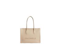 Coccinelle Pelle borsa shopper borsa a tracolla con scomparto per laptop Myrtha26 Handbag Grained Leather Sandshell beige