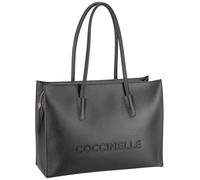 Coccinelle Pelle borsa shopper borsa a tracolla con scomparto per laptop Myrtha26 Handbag Grained Leather Noir nero