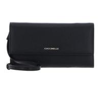 Coccinelle Pelle portafoglio borsa a tracolla Metallic Soft Mini Bag Wallet Grained Leather Noir nero