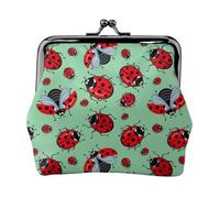 Coccinelle rosse su uno sfondo blu stampa squisita bacio blocco portafoglio compatto versatile donna portamonete piccolo sacchetto con cerniera