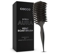 COCCO Aura Vent - Spazzola con setole di cinghiale, design ventilato a doppia curva per un'asciugatura più rapida, districante e lucentezza senza sforzo, setole di cinghiale + nylon, manico ergonomico