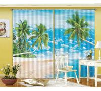 Cocco Di Mare Spiaggia 3D Tenda Bloccare Foto Stampa Tendaggio Drappo Tessuto Fi