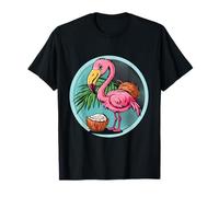 Cocco Flamingo Opera d'arte Fauna selvatica Arte animale Amante del cocco Maglietta