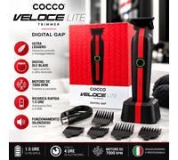 COCCO Veloce Lite Trimmer Black Red 7000 RPM Digital Gap DLC Professionale