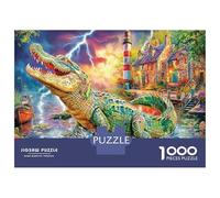 Coccodrillo del villaggio 1000 Pezzi Premium Jigsaw Puzzle in Cartone Resistente Per Sfida Mentale Faro coccodrillo progettato Come Attività Di Svago E Regalo Per Uomini O Donne 70x50cm/1000pcs