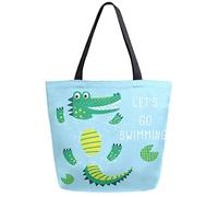 Coccodrillo Let's Go Summer Borsa per la spesa riutilizzabile Borsa in tela Borsa grande pieghevole lavabile Borsa a tracolla per donna