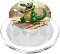 Coccodrillo mangiare compiti a casa divertente scuola rettile bambini grafica PopSockets PopGrip per MagSafe